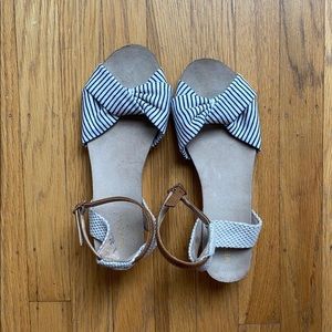 Beige and Navy Striped Espadrille Shoes
